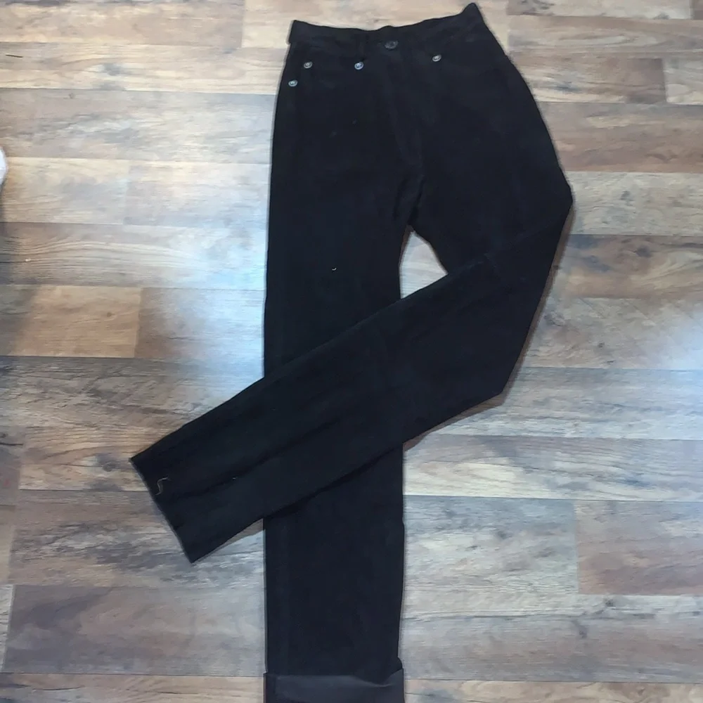 Vintage Black Suede 100 % Leather Pants Woman’s 5 Pocket Style Size 0/2 XS/Small - Picture 13 of 16